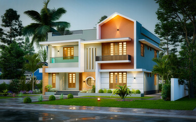 3d illustration of a newly built luxury home