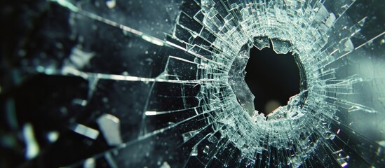 Shattered Impact: Cracked Glass by Bullet Impacts