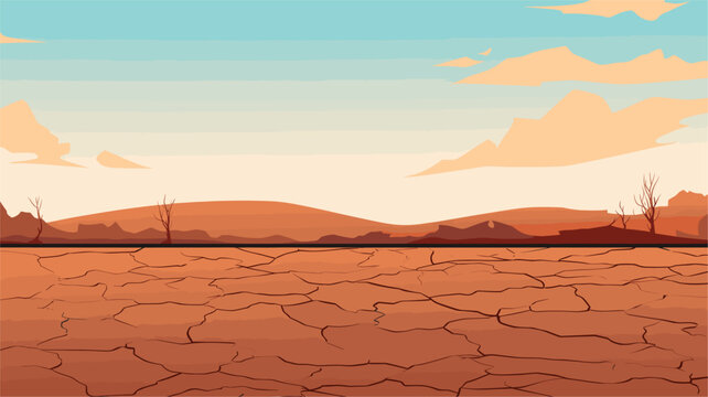 Digital design featuring abstract representations of cracked soil and diminishing water sources associated with droughts  capturing the environmental dynamics during these water-scarce periods. simple