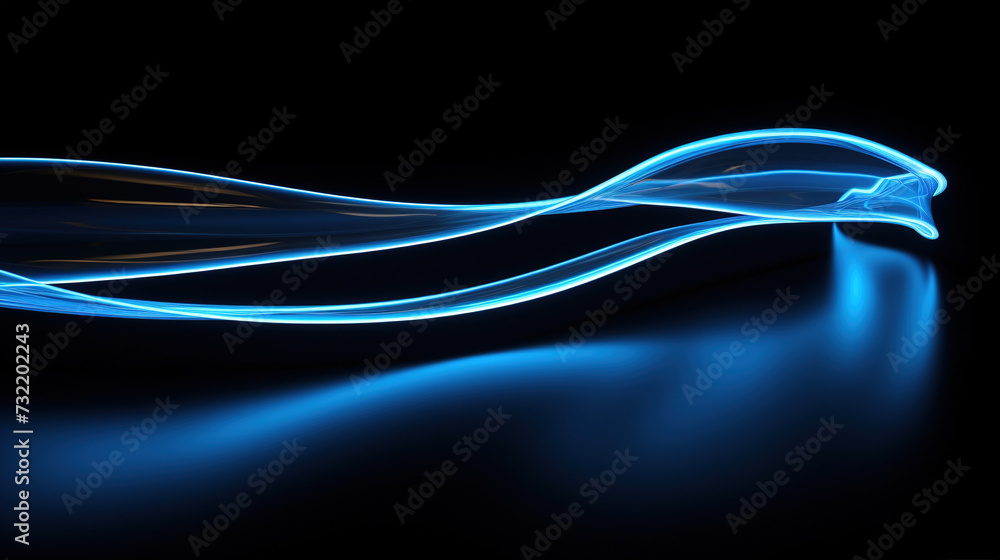 Poster blue wave shape abstract technology background.dark blue and glow particle abstract background.blue 