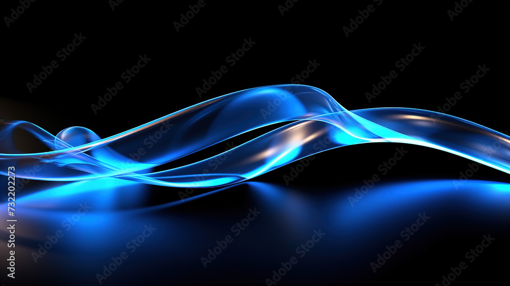 Poster blue wave shape abstract technology background.dark blue and glow particle abstract background.blue 
