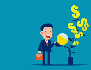 Idea make money business investment. Business investor vector illustration