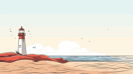 Vector graphic of a lighthouse on a hill  representing leadership as a guiding beacon for others in times of uncertainty. simple minimalist illustration creative