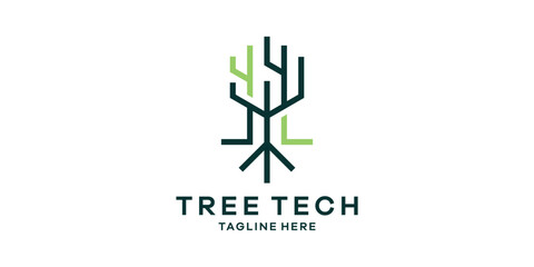 logo design combination hexagon with tree,tree tech logo design template symbol idea.