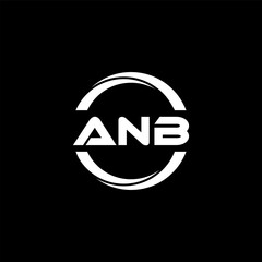 ANB letter logo design with black background in illustrator, cube logo, vector logo, modern alphabet font overlap style. calligraphy designs for logo, Poster, Invitation, etc.