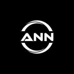 ANN letter logo design with black background in illustrator, cube logo, vector logo, modern alphabet font overlap style. calligraphy designs for logo, Poster, Invitation, etc.