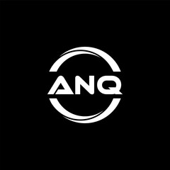 ANQ letter logo design with black background in illustrator, cube logo, vector logo, modern alphabet font overlap style. calligraphy designs for logo, Poster, Invitation, etc.