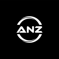 ANZ letter logo design with black background in illustrator, cube logo, vector logo, modern alphabet font overlap style. calligraphy designs for logo, Poster, Invitation, etc.