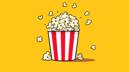 Vector art showcasing a stylized popcorn container against a cheerful background  highlighting the simple pleasure of a bucket full of popcorn. simple minimalist illustration creative