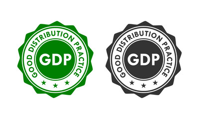 GDP - Good Distribution Practice design badge template illustration - obrazy, fototapety, plakaty