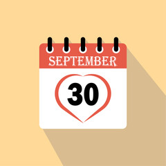 Icon calendar day - 30  September. 30 days of the month, vector illustration.