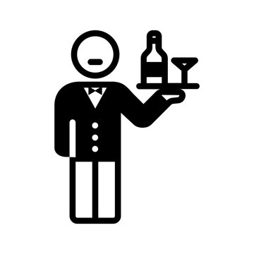 Vector solid black icon for Bar tender