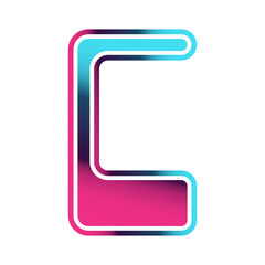 retro futuristic letter C
