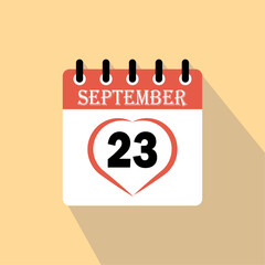 Icon calendar day - 23  September. 23 days of the month, vector illustration.