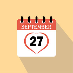 Icon calendar day - 27  September. 27 days of the month, vector illustration.