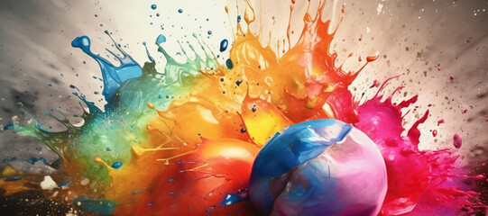colorful watercolor ink splashes, paint 92 - obrazy, fototapety, plakaty