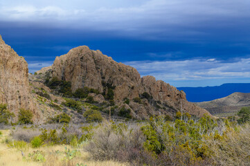 Mountains of the Chisos Basin, in Big Bend National Park, in southwest Texas.