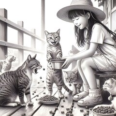 girl and cute cats.woman playing with kittens.Veterinarian with cat, Vet examining cat, Kitten at veterinarian doctor, Animal clinic, Pet check up and vaccination.