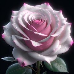 Close up of a rose.pink rose on black background.rose.pink rose.