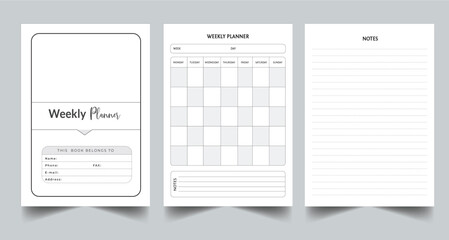 Editable Weekly Planner Kdp Interior printable template Design.