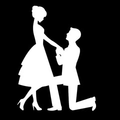 bride and groom silhouettes.Couple Silhouette, Valentine's day romantic couple silhouette, generative ai.
