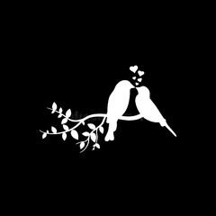 beautiful tow birds.tow birds very close .beautiful birds.Couple Silhouette, Valentine's day romantic couple silhouette, generative ai.