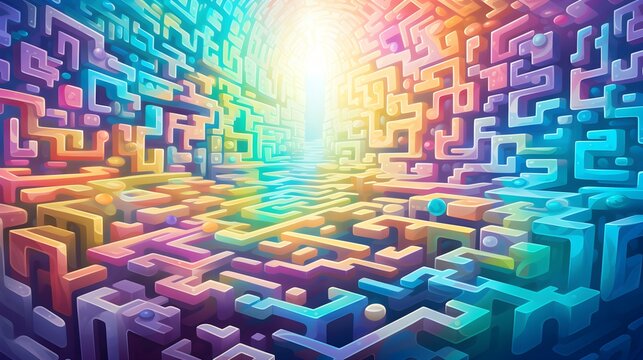 Colorful Abstract Maze Wallpaper Background