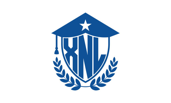 XNL three letter iconic academic logo design vector template. monogram, abstract, school, college, university, graduation cap symbol logo, shield, model, institute, educational, coaching canter, tech