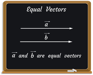 Obraz premium Equal Vectors on a black chalkboard. Education. Science. Formula. Vector illustration.