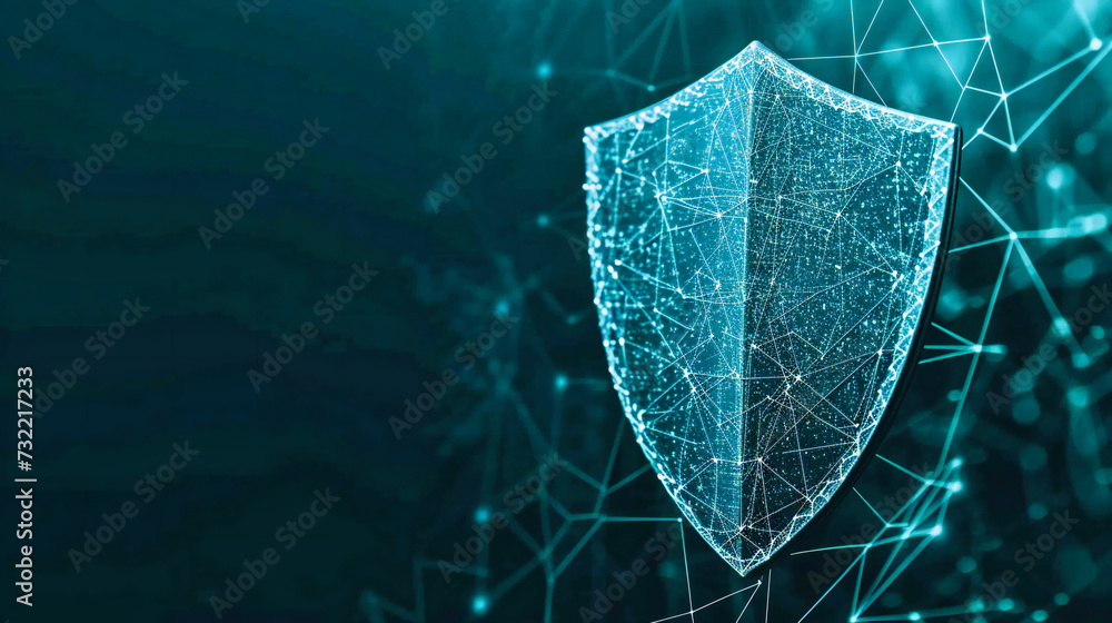 Poster secure digital network with encryption, cyber protection concept, abstract technology background wit