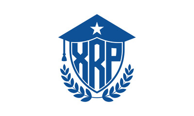 XRP three letter iconic academic logo design vector template. monogram, abstract, school, college, university, graduation cap symbol logo, shield, model, institute, educational, coaching canter, tech