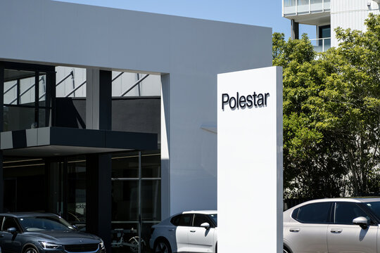 Polestar car dealership yard signage. Auckland, New Zealand - February 8, 2024