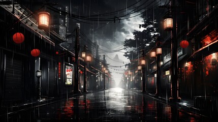 Rainy Tokyo Night Background Wallpaper