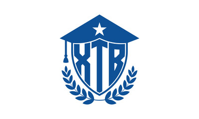 XTB three letter iconic academic logo design vector template. monogram, abstract, school, college, university, graduation cap symbol logo, shield, model, institute, educational, coaching canter, tech