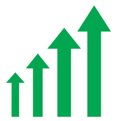 Growing business green arrow on white. Profit arow Vector illustration.Business concept, growing chart. Concept of sales symbol icon with arrow moving up.