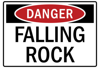 Falling material warning sign falling rock