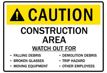 Fototapeta premium Falling material warning sign construction area