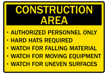 Fototapeta premium Falling material warning sign construction area