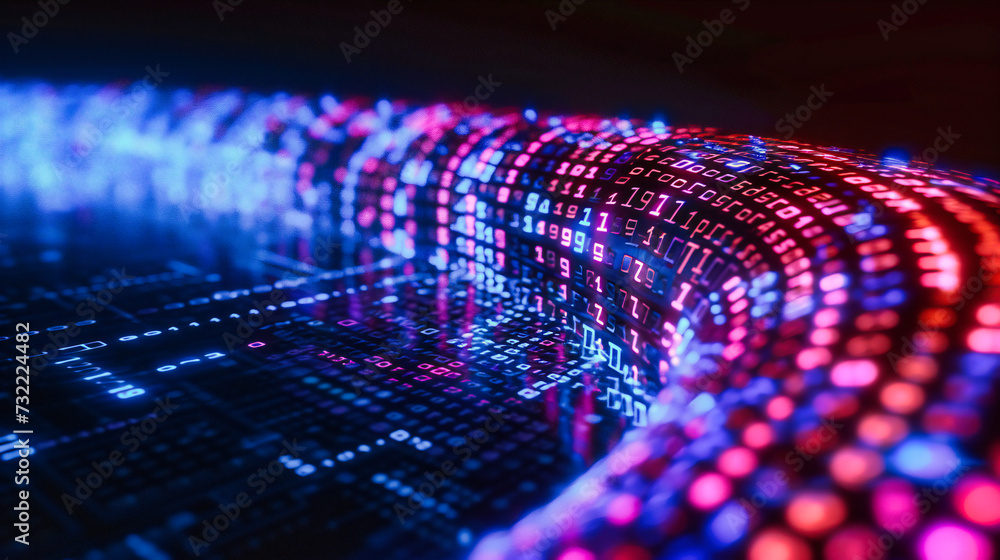 Poster futuristic digital network concept, blue abstract background with cyber technology and data flow des