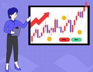 Free vector stock market concept with analysts concept illustration