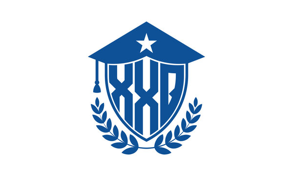 XXQ three letter iconic academic logo design vector template. monogram, abstract, school, college, university, graduation cap symbol logo, shield, model, institute, educational, coaching canter, tech