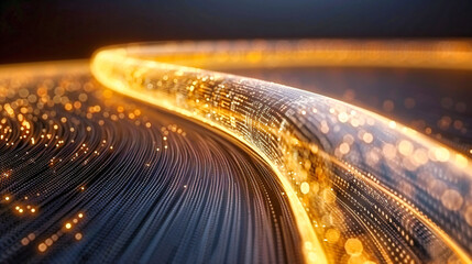 Fast Motion on Highway at Night, Speed and Transportation Concept, Futuristic City Traffic with Light Trails