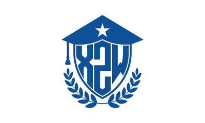 XZW three letter iconic academic logo design vector template. monogram, abstract, school, college, university, graduation cap symbol logo, shield, model, institute, educational, coaching canter, tech