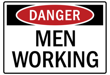Men working above sign