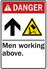 Men working above sign