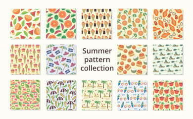 Seamless summer pattern collection. summer vector illustration.
