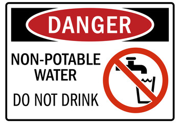Non potable water sign do not drink