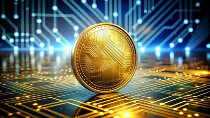 dodge crypto coin money digital background currency gold concept virtual payment.