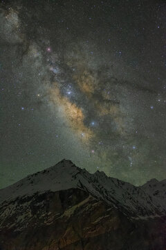 night view of gonbo rongjon mountain in zanskar valley in Ladakh region
