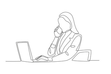 A woman is calling a colleague